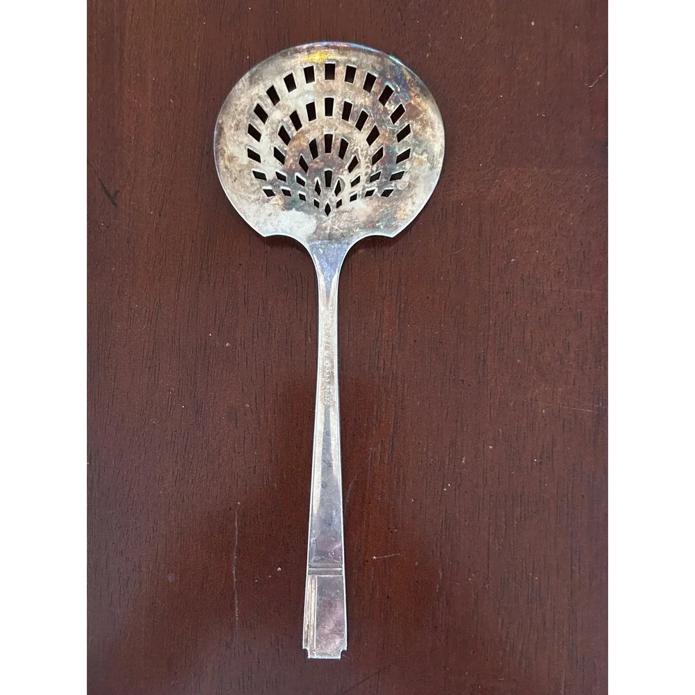 Oneida Art Deco Grenoble 1938 Silverplate Tomato Server Pierced Round Spoon
